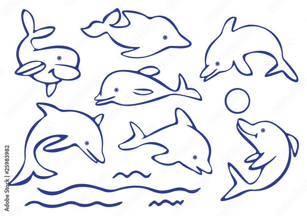 Fototapeta premium Silhouette of dolphins