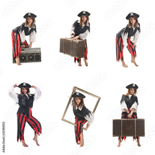 A young woman dressed as a pirate