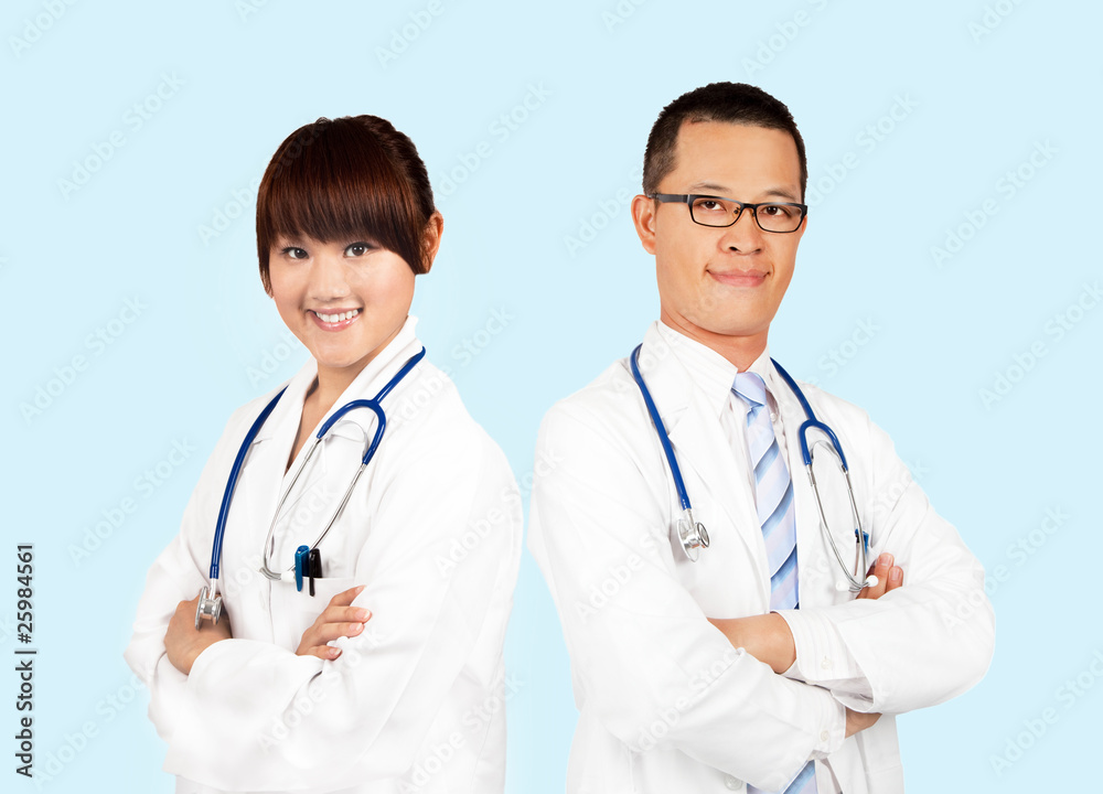Smiling medical doctors with stethoscopes. . Smiling medical doctors with stethoscopes. .