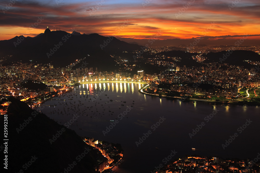 Rio de Janerio city night sunset