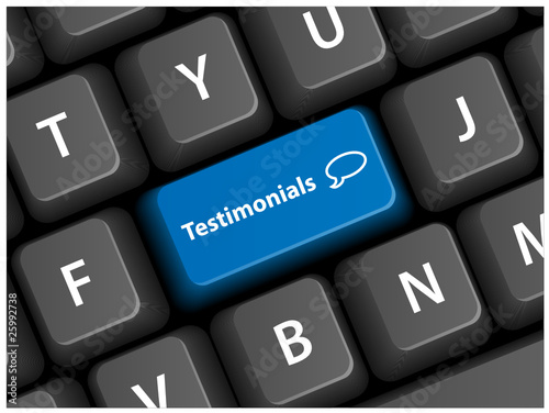 TESTIMONIALS Key on Keyboard (business speech bubbles button)