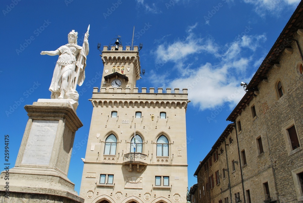 Liberty statue and pubblic palace, San Marino republic