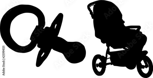 Schnuller und Kinderwagen