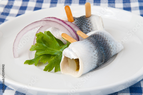 Herring fish roll - rollmop photo