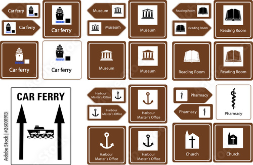 collection of tourist info signs