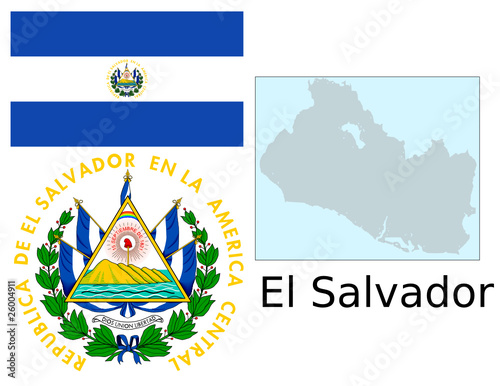 El Salvador flag national emblem map