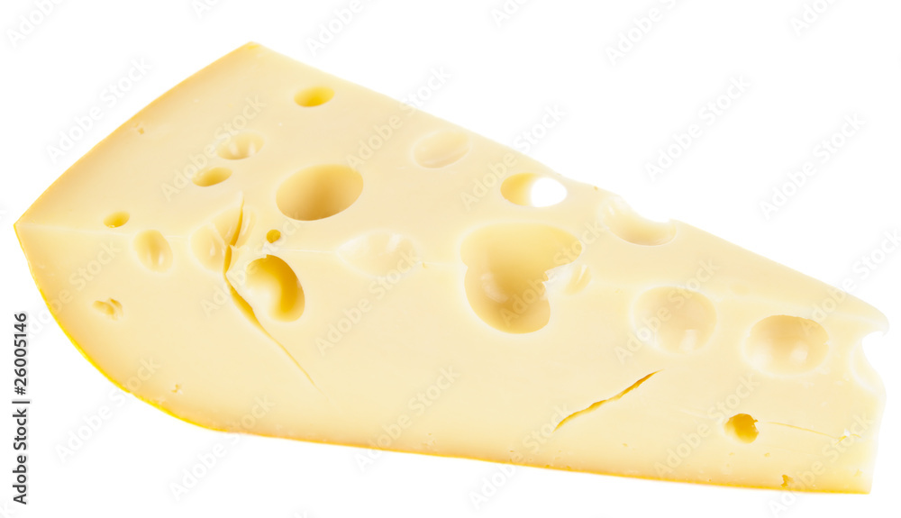 Piece of ripened swiss cheese Piece of ripened swiss cheese