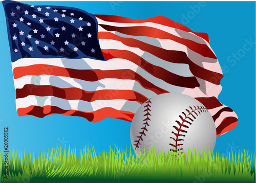 USA flag. Baseball photo