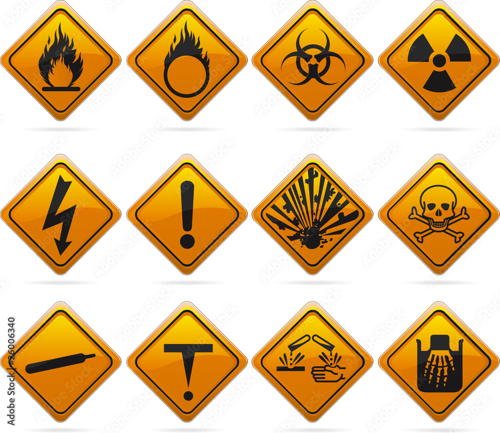 Glossy Diamond Hazard Stickers Glossy Diamond Hazard Stickers