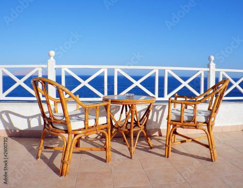 Sea view table and chairs