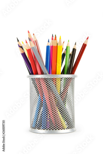 Various colour pencils isolated on the white