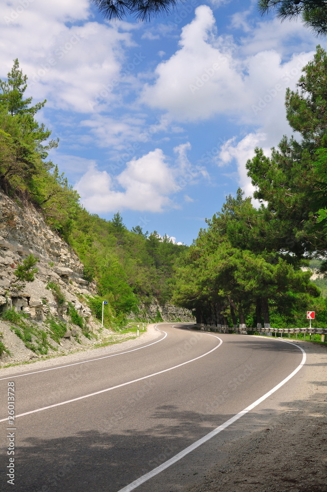 A series of turns on a mountain road