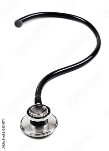 Doctor's stethoscope in the form of a questiond mark