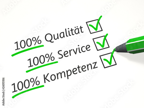 100% Qualität 100% Service 100% Leistung