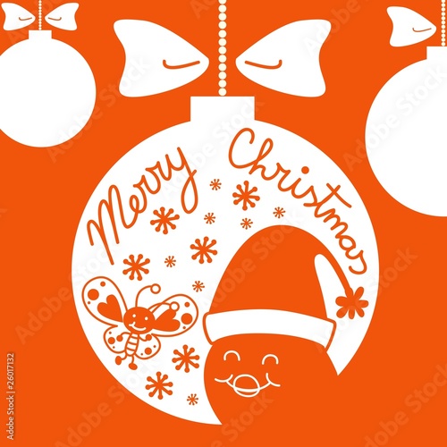Bird and Butterfly wish Merry Christmas postcard