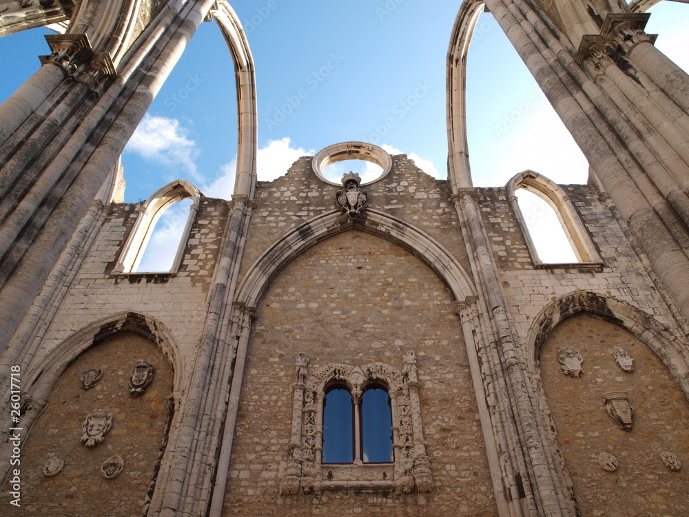 Carmo church ruins in Lisbon, Portugal