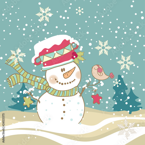 snowman and the bird