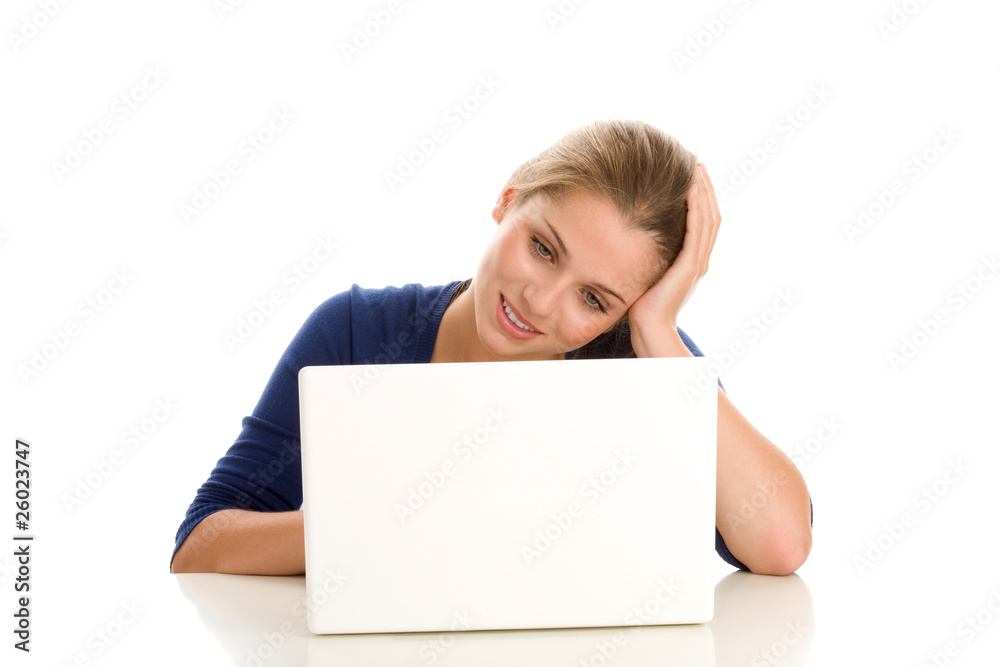 Female student with laptop computer Female student with laptop computer