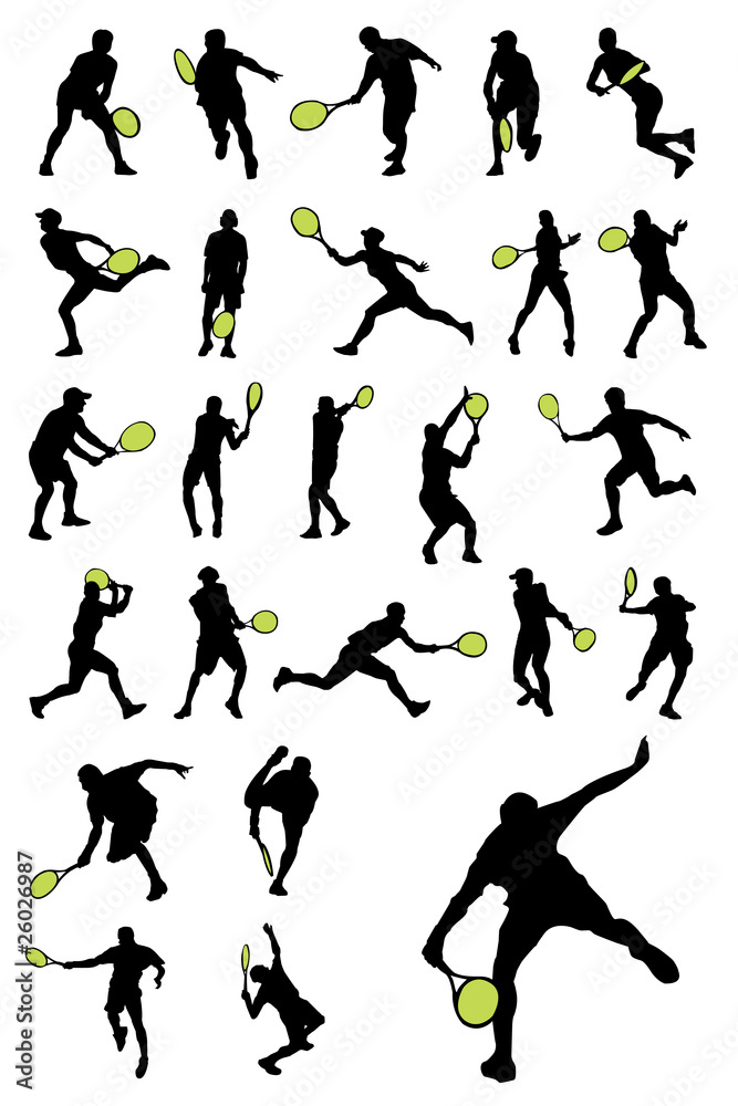 Obraz premium Tennis player silhouettes