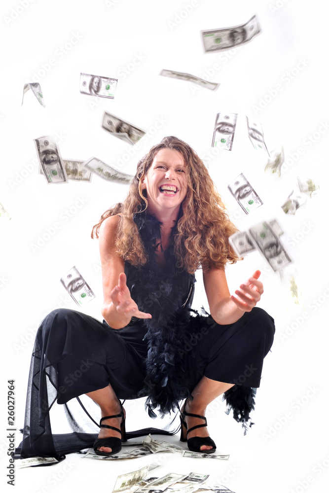Fototapeta premium femme aux dollars