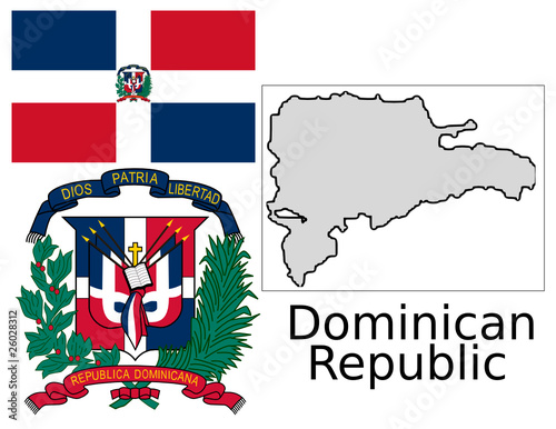 Dominican republic flag national emblem map