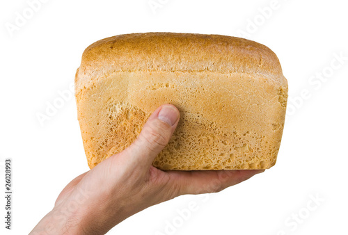 loaf of bread in his hand