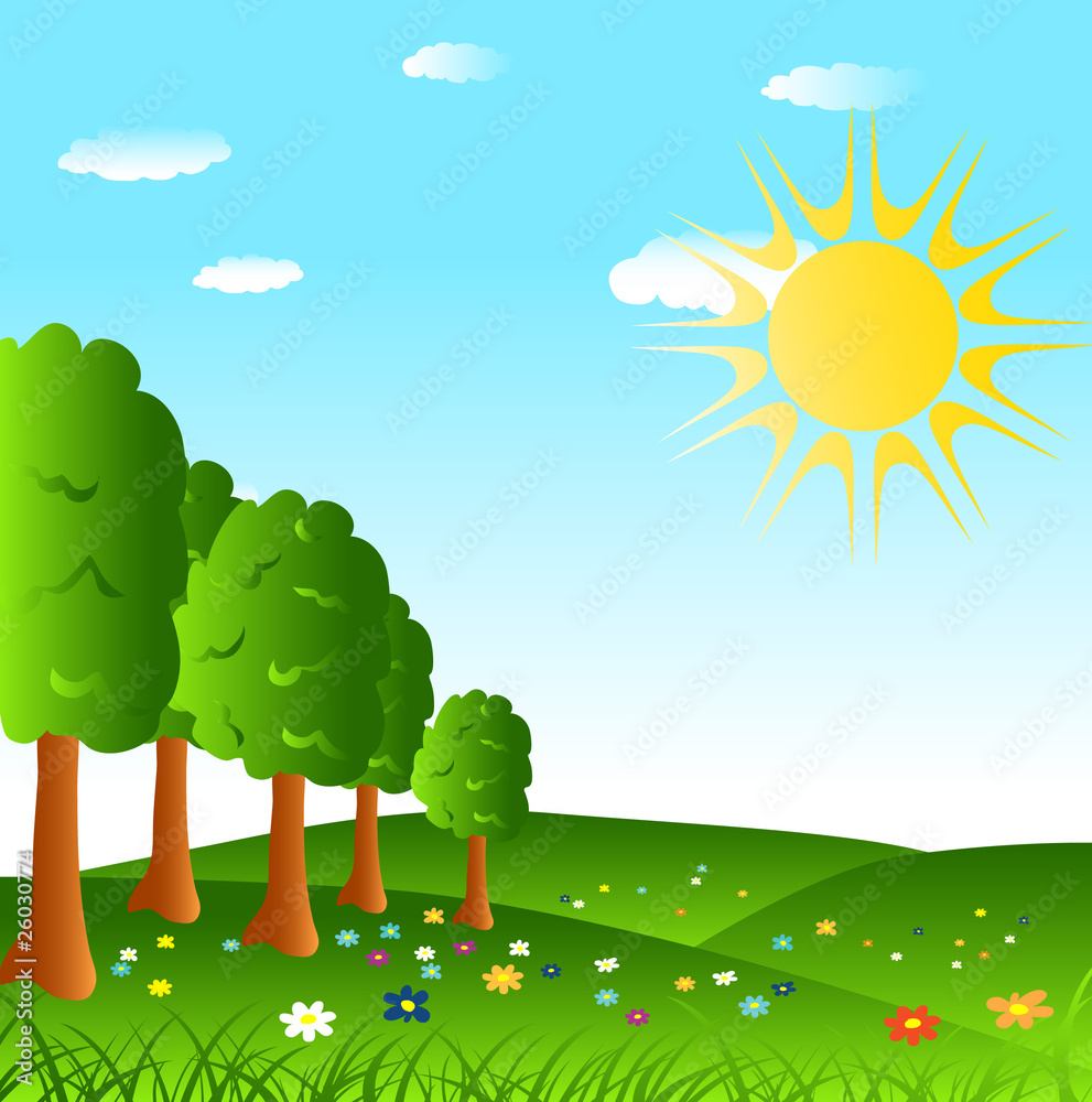 nice weather rural illustration Stock Vector | Adobe Stock