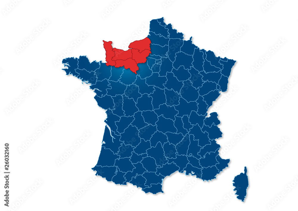 Vecteur Stock région Normandie, carte France | Adobe Stock