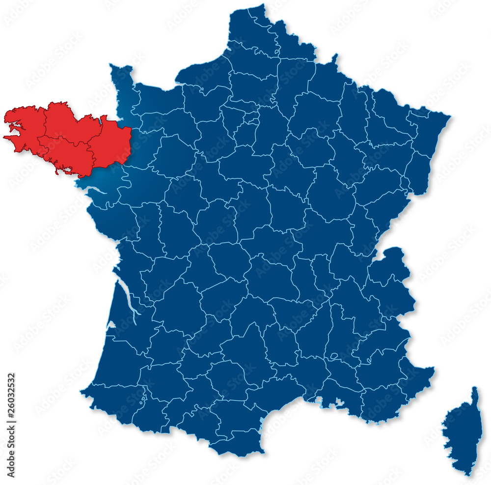 Vecteur Stock région Bretagne, carte France | Adobe Stock