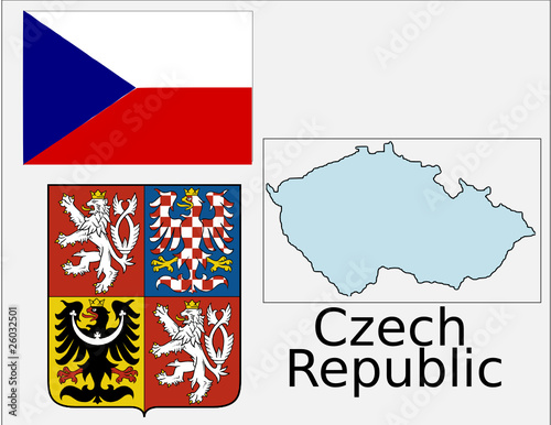 Czech Republic flag national emblem map