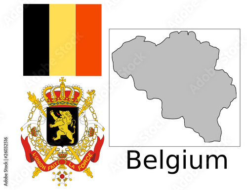 Belgium flag national emblem map
