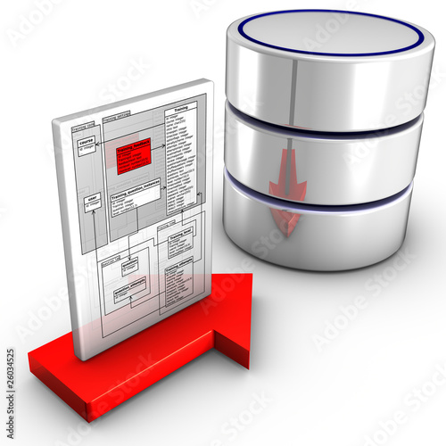Icon symbolizing a schema import into a database