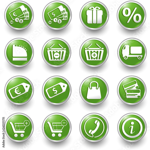 shopping green buttons
