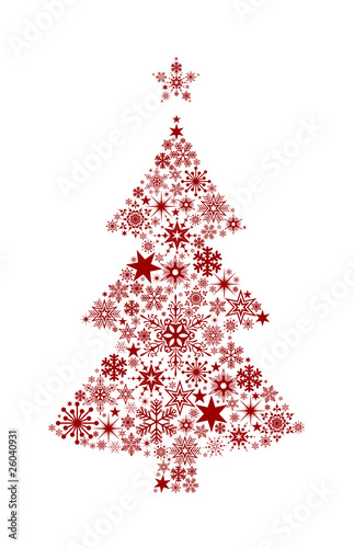 Roter Christbaum im Schnee