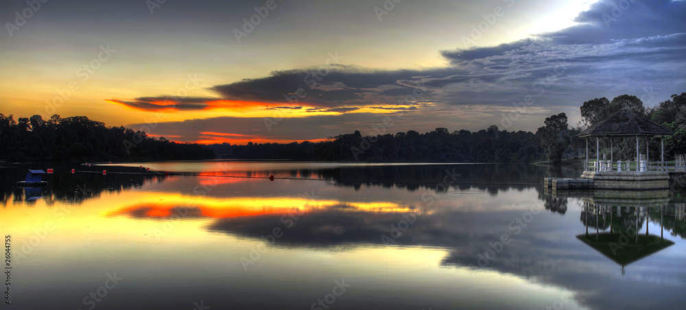 Sunset at the Lake Panorama