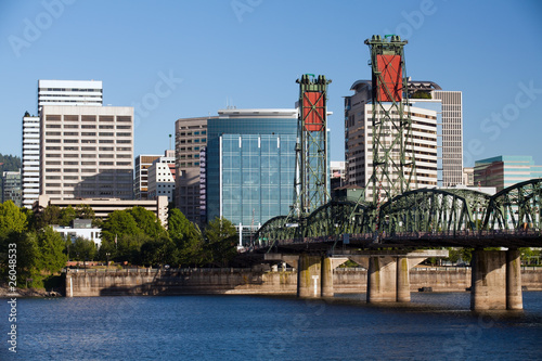 Portland Oregon Skyline with river front