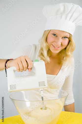 girl with electro mixer