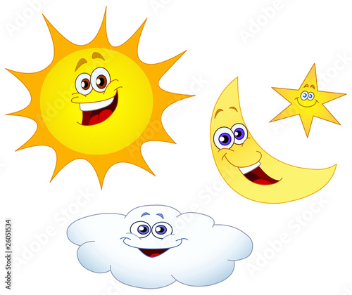 Sun moon star and cloud