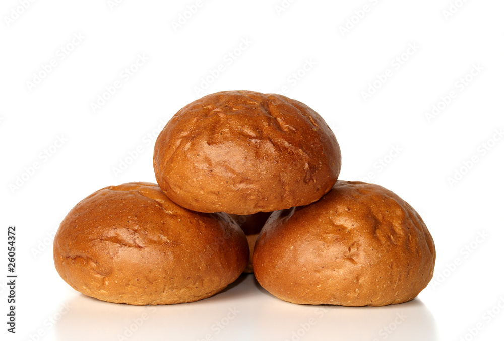 Three buns isolated on white