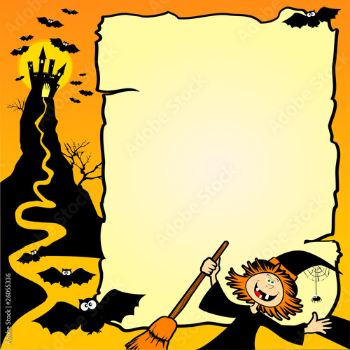 Halloween background with witch