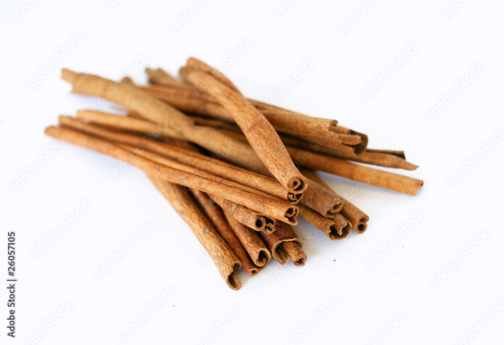 cinnamon sticks on whtie