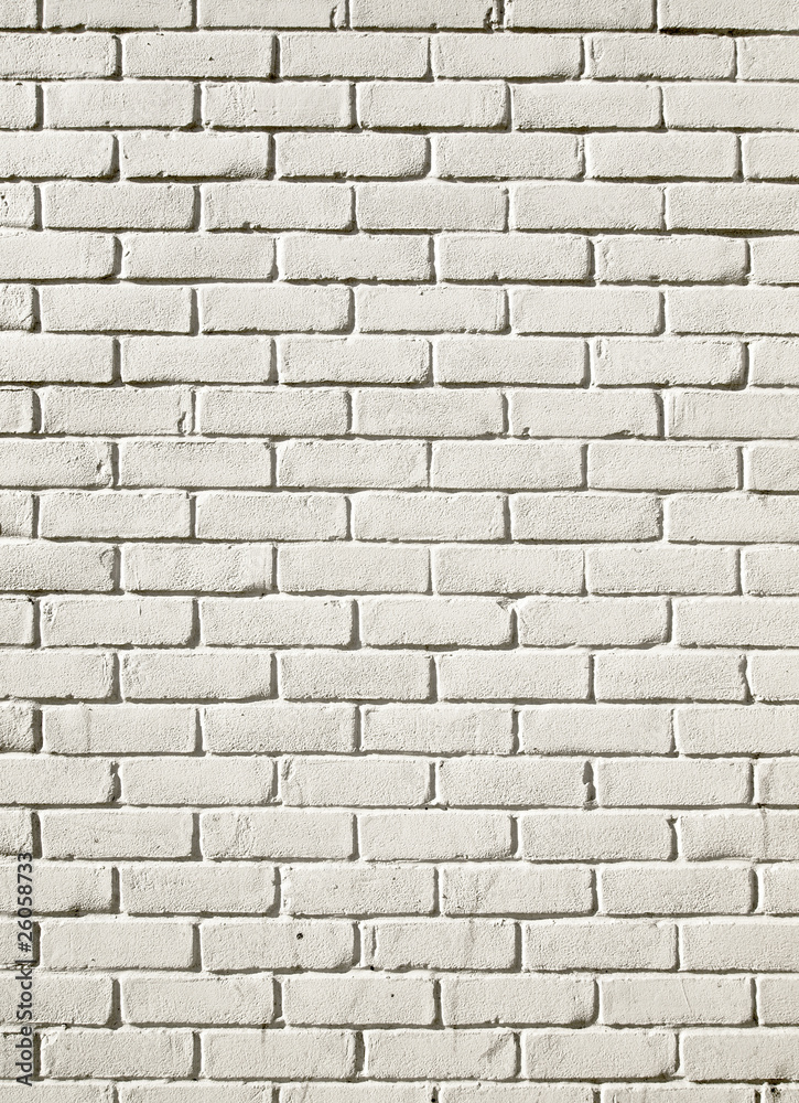 Naklejka premium Old white painted brick wall background.