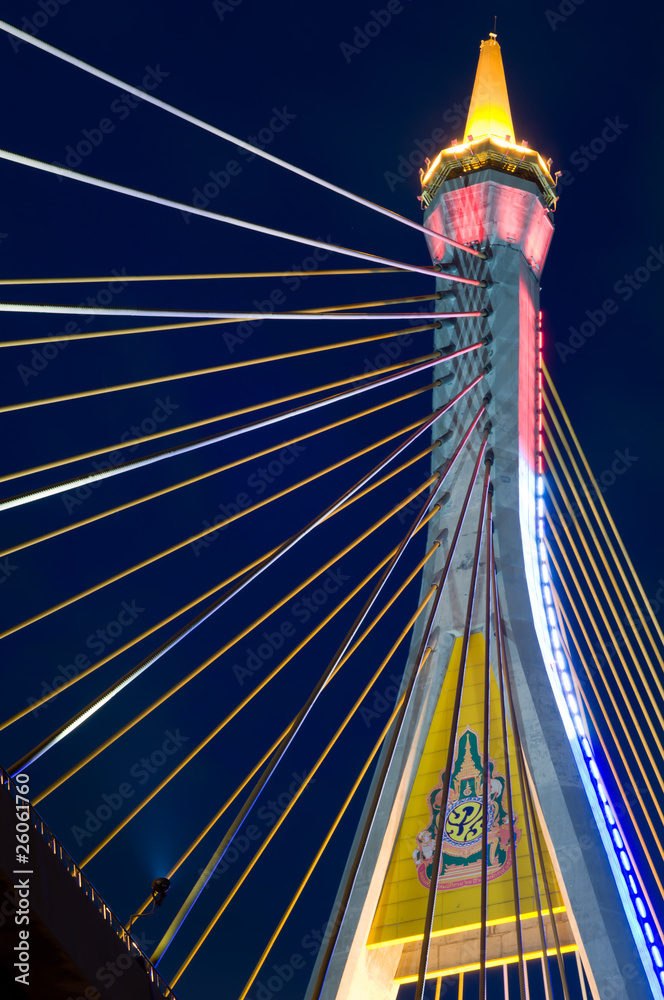 Obraz premium Synbol of king rama9 on bridge in twilight