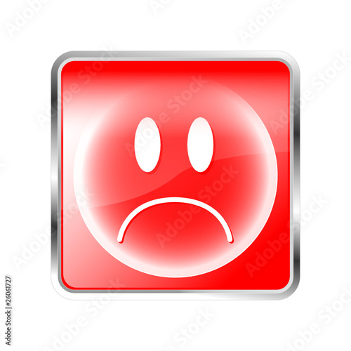 Smiley Button traurig rot
