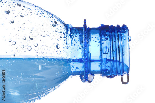 Plastic bottle with water drops