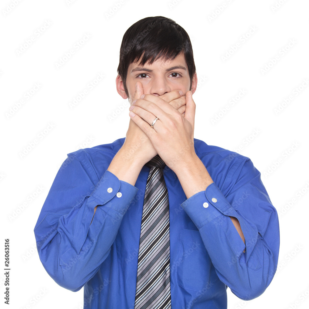 Speak No Evil - Caucasian businessman posing Speak No Evil - Caucasian businessman posing