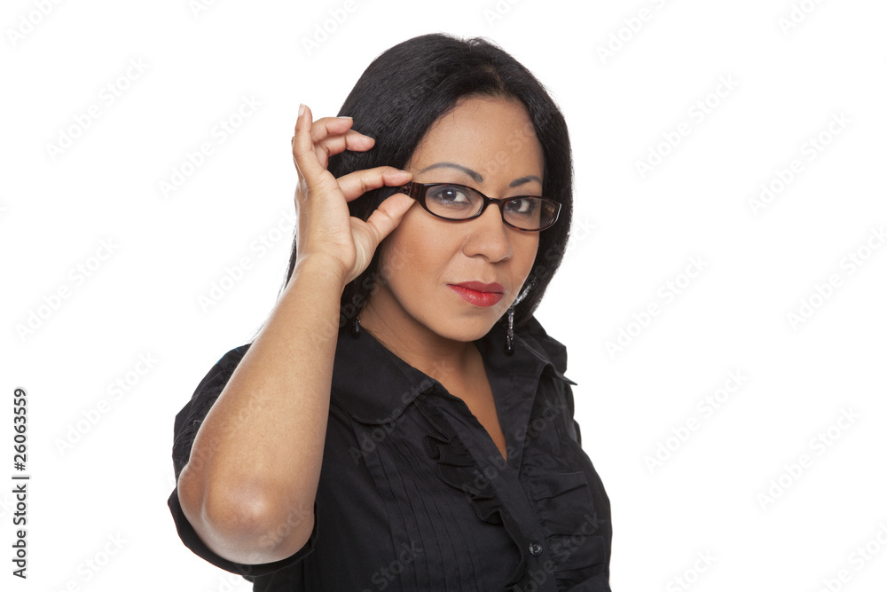 Businesswoman - Latina adjusting her glasses