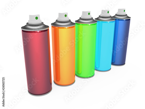 Colorful spray cans