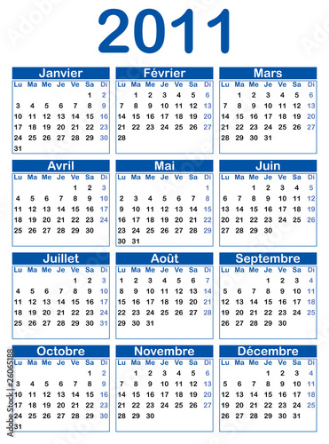 Obraz na płótnie 2011 calendrier français