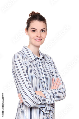 Smiling woman with arms crossed photo